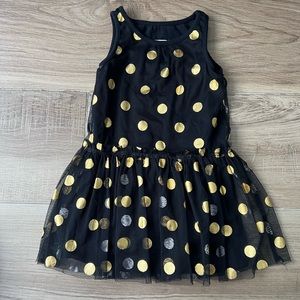 Just Fab kids Black Gold polkadot Tulle party birthday dress